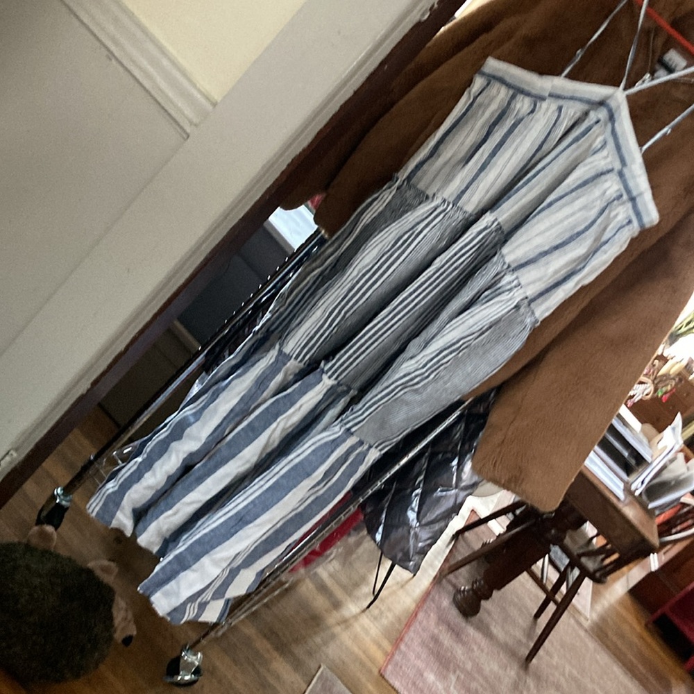 J. Crew Blue and White Maxi Dress XL Cotton